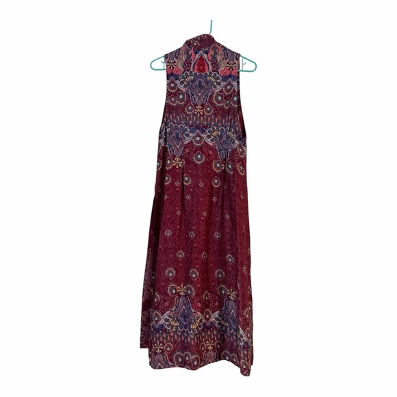 Free People Come See About Me Printed Burgundy Boho Midi Satin Vest Size M - Picture 5 of 9